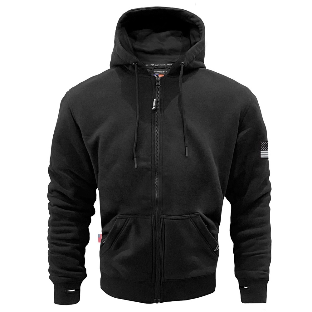 Beyond Riders Protective‎ Fleece Unisex Hoodie - Black Matte with Pads size 2XL